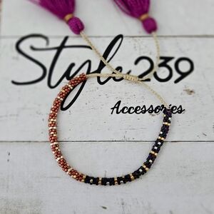 Two-Tone Miyuki Adjustable Bracelet with Gold Accents